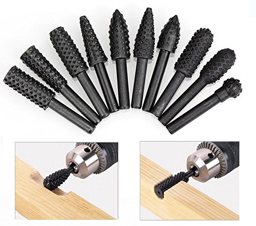 HDDU 10pcs/Set Twist Drill Bit Wood Carving File Rasp Drill Bits 1/4 HDDU 10pcs/Set Twist Drill Bit Wood Carving File Rasp Drill Bits 1/4" 6mm Shank Tool Power Tools Woodworking Rasp Chisel Shaped Rotating Embossed Grinding Head HDDU 10pcs/Set Twist Drill Bit Wood Carving File Rasp Drill Bits 1/4&#8243; 6mm Shank Tool Power Tools Woodworking Rasp Chisel Shaped Rotating Embossed Grinding Head 51j85eYDuiL