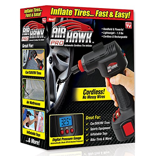 ONTEL  Air Hawk Pro Automatic Cordless Tire Inflator Portable Air Compressor, Easy to Read Digital Pressure Gauge, Built in LED Light ONTEL  Air Hawk Pro Automatic Cordless Tire Inflator Portable Air Compressor, Easy to Read Digital Pressure Gauge, Built in LED Light ONTEL  Air Hawk Pro Automatic Cordless Tire Inflator Portable Air Compressor, Easy to Read Digital Pressure Gauge, Built in LED Light 61MnwjBGySL