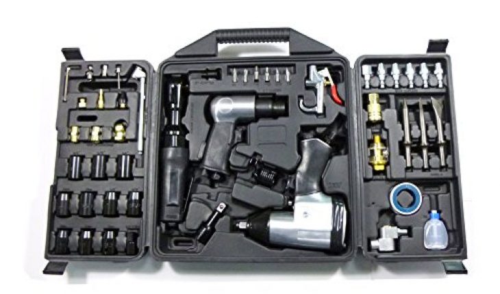 Dynamic Power 50 Piece Air Tool Kit. 1-1/2&#8221; Impact Wrench, 1-3/8&#8221; Ratchet Wrench, 5-Air Hammer w/Chisels, and mnay other great tools. D-W3-50K 51EWQRKbswL 730x430