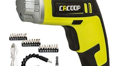 CACOOP Electric cordless Screwdriver Rechargeable Set(CSD04002), With Built-in 4V MAX Li-ion Battery, included 2) Bit Holders, 24)1” Bit, 1) USB Charge Cable &amp; Soft Carry Bag 51Z4Es bZBL 370x215