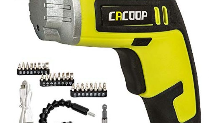 CACOOP Electric cordless Screwdriver Rechargeable Set(CSD04002), With Built-in 4V MAX Li-ion Battery, included 2) Bit Holders, 24)1” Bit, 1) USB Charge Cable &amp; Soft Carry Bag 51Z4Es bZBL 730x430