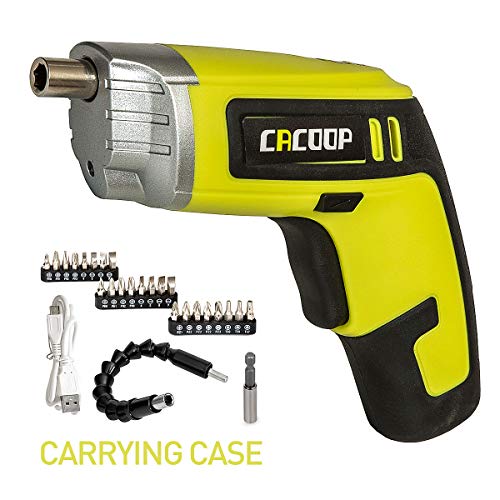 CACOOP Electric cordless Screwdriver Rechargeable Set(CSD04002), With Built-in 4V MAX Li-ion Battery, included 2) Bit Holders, 24)1” Bit, 1) USB Charge Cable & Soft Carry Bag  CACOOP Electric cordless Screwdriver Rechargeable Set(CSD04002), With Built-in 4V MAX Li-ion Battery, included 2) Bit Holders, 24)1” Bit, 1) USB Charge Cable &amp; Soft Carry Bag 51Z4Es bZBL